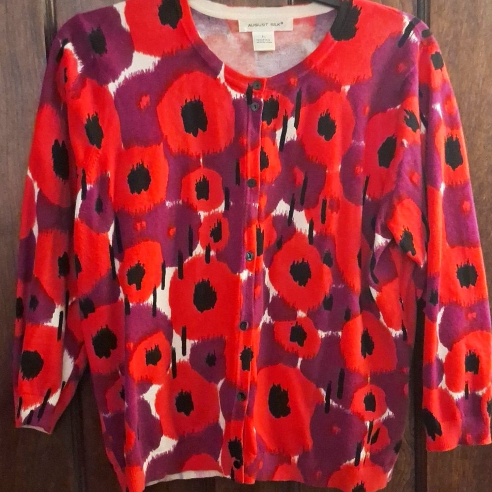 Women's Augusta Silk Brand Button Down Sweater Size XL Excellent Condition